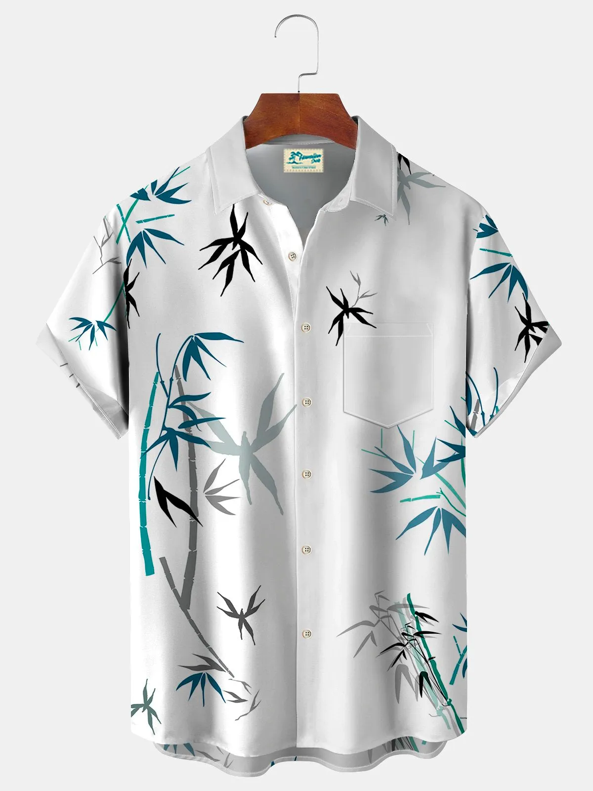 Alohadaddy Bamboo Print Beach Men's Hawaiian Oversized Shirt With Pocket Wrinkle-Free Shirt