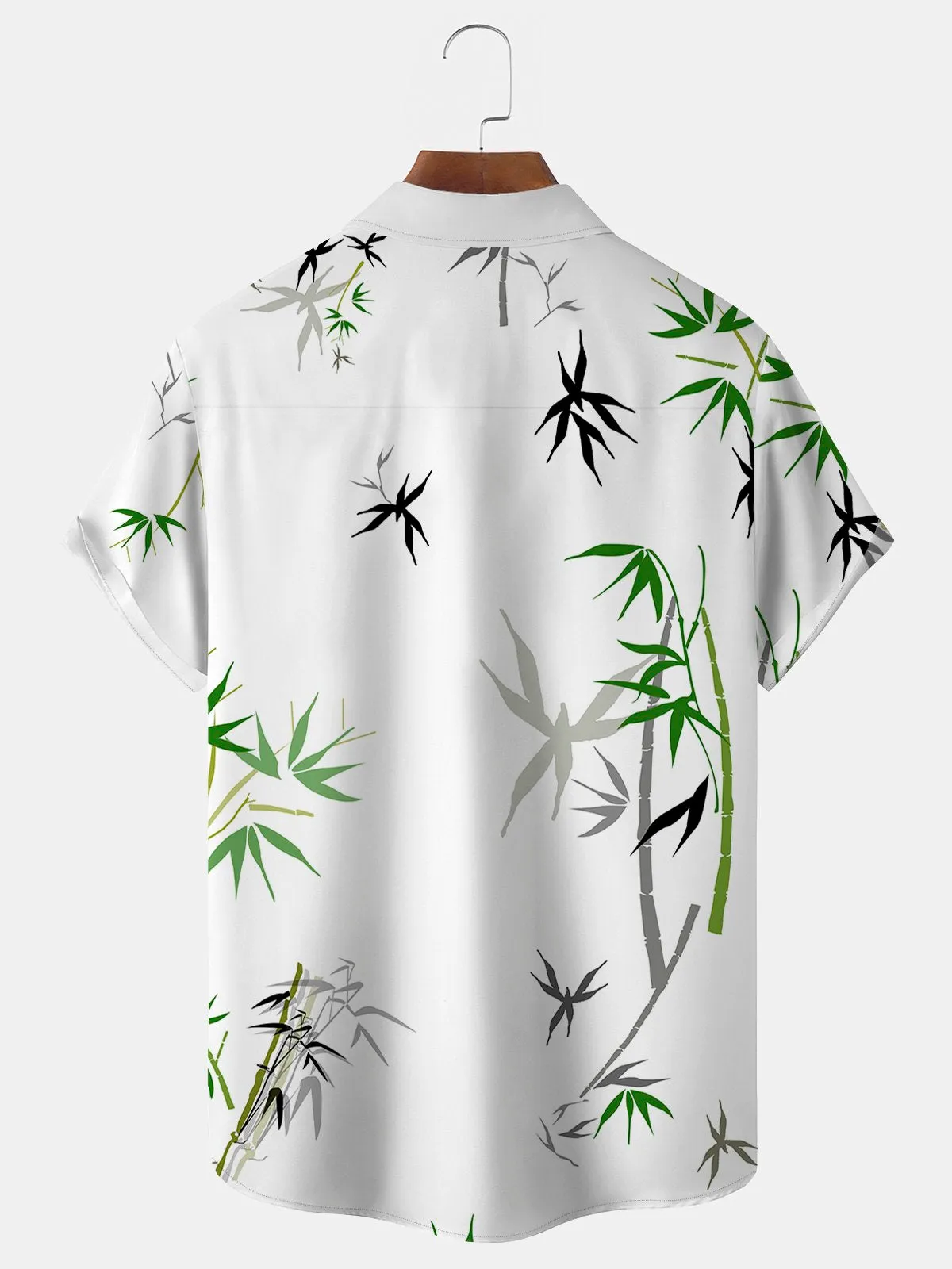 Alohadaddy Bamboo Print Beach Men's Hawaiian Oversized Shirt With Pocket Wrinkle-Free Shirt