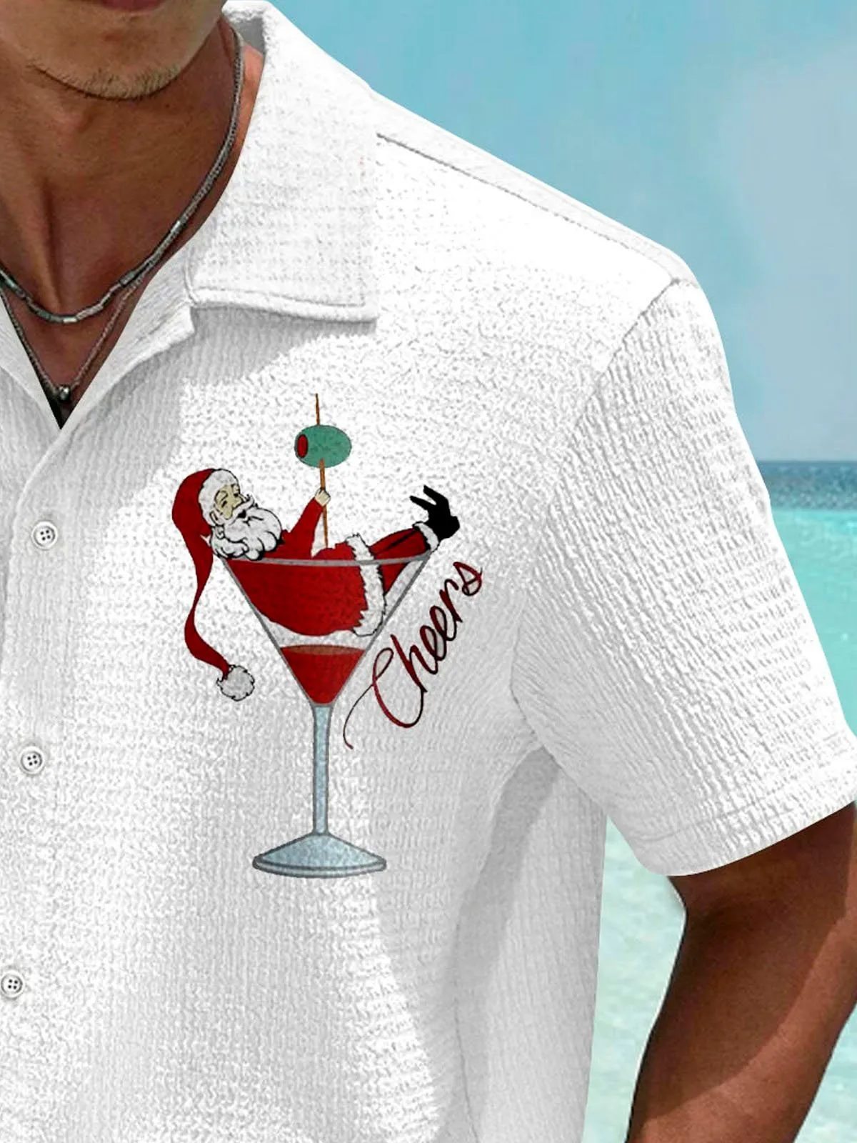 Alohadaddy Christmas Santa 3D Digital Print Men's Button Pocket Short Sleeve Shirt Big & Tall