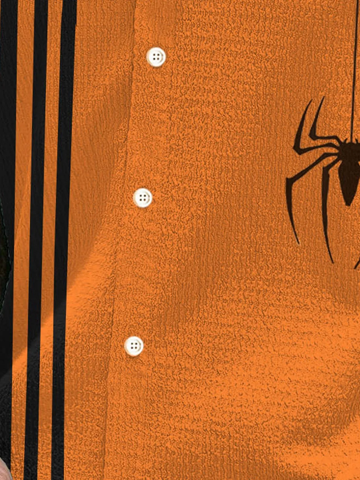 Alohadaddy Halloween Spider Stripe 3D Digital Print Men's Button Pocket Short Sleeve Shirt Big & Tall