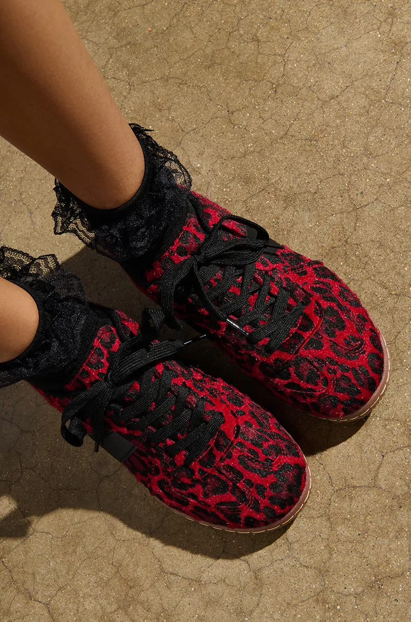 AZALEA WANG AVENGER RED LEOPARD SNEAKER