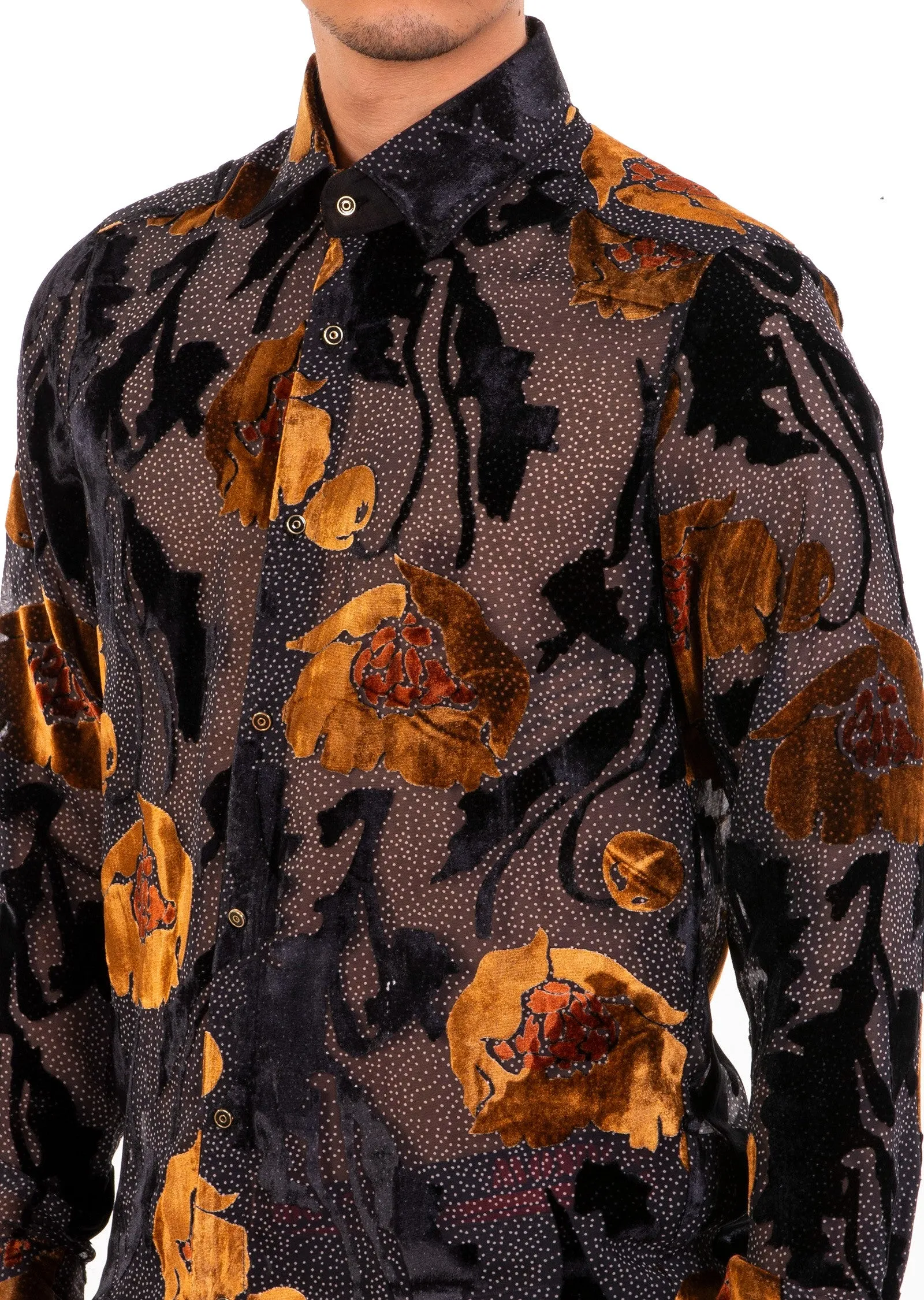 Black brown "Bloom" Velvet Shirt