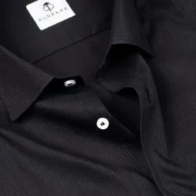 Black Color Lining Texture Lycra Cotton Shirt For Men