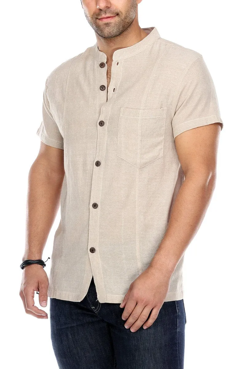 Black Men's Button Up Shirt Solid Color