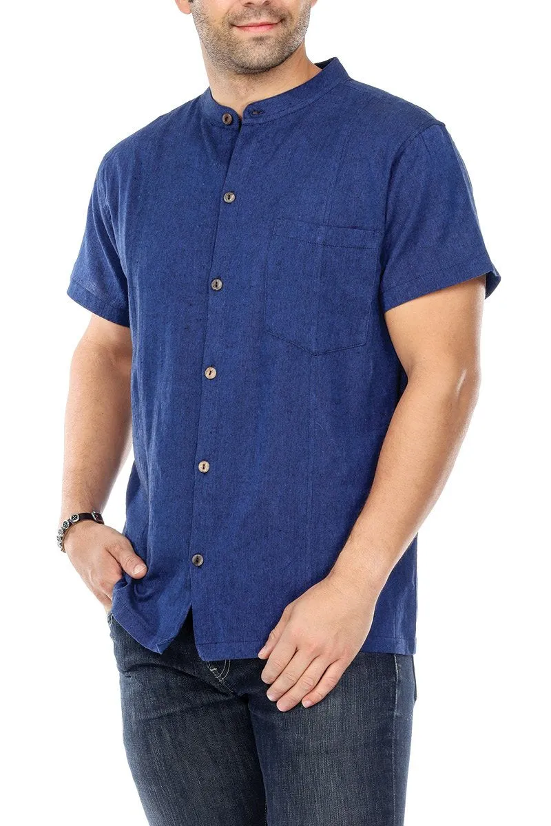 Black Men's Button Up Shirt Solid Color