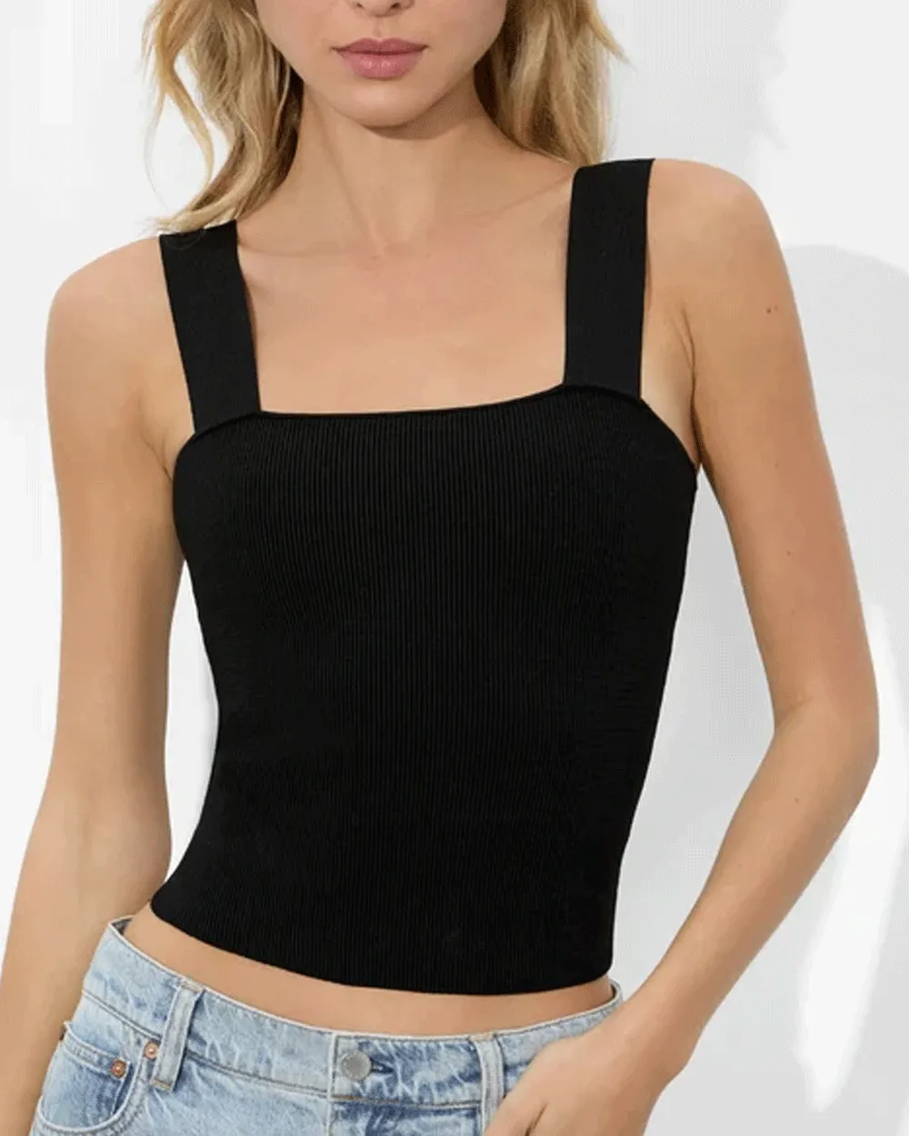 Black Torie Wide Strap Tank