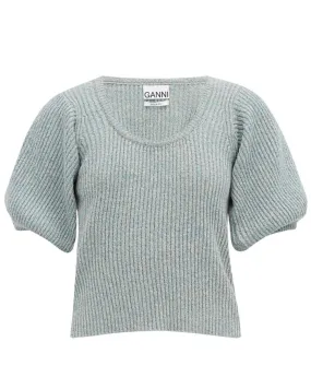 Blue Linen Knit Top