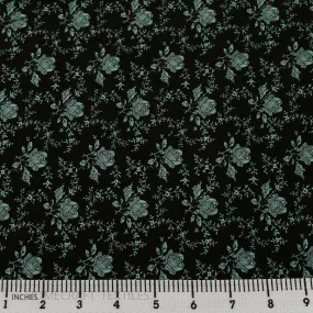 Blue Rose Vines Floral Cotton Print