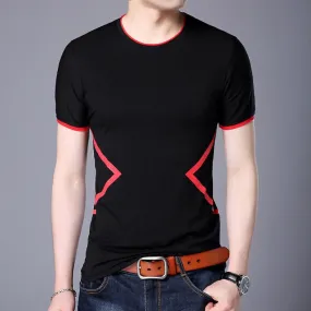 Breathable O Neck Outlined Pattern Tees