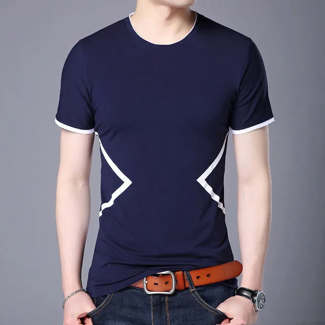 Breathable O Neck Outlined Pattern Tees