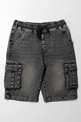 Cargo Denim Shorts Black