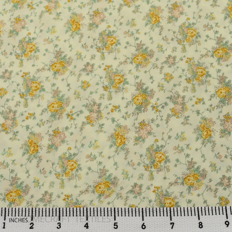 Citrus Pale Vintage Floral Cotton Print