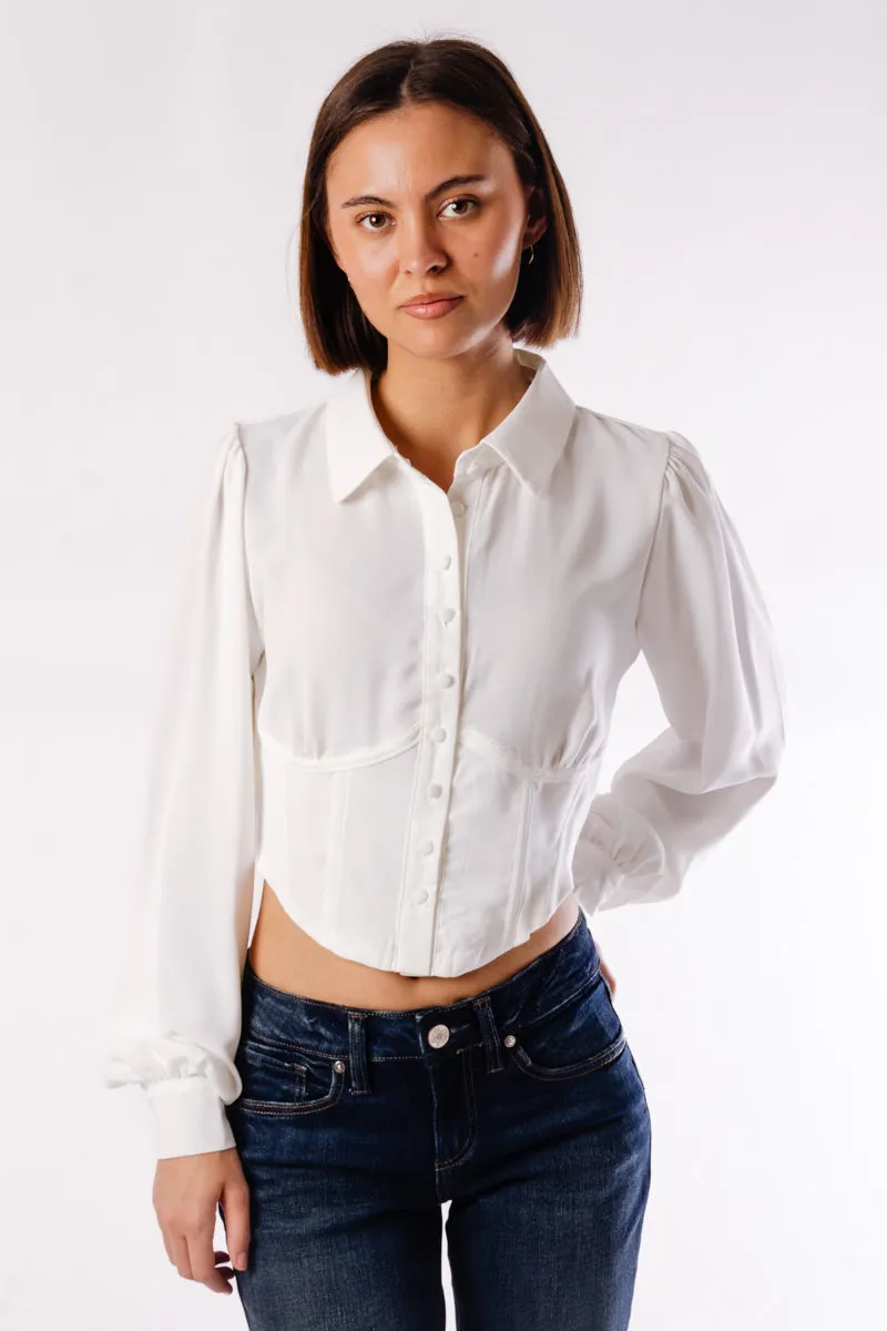 Collared Button Corset Top