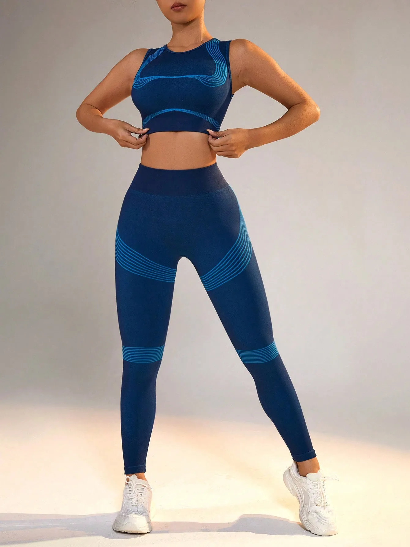 Color Block Breathable Vest And Leggings Active Set SS24