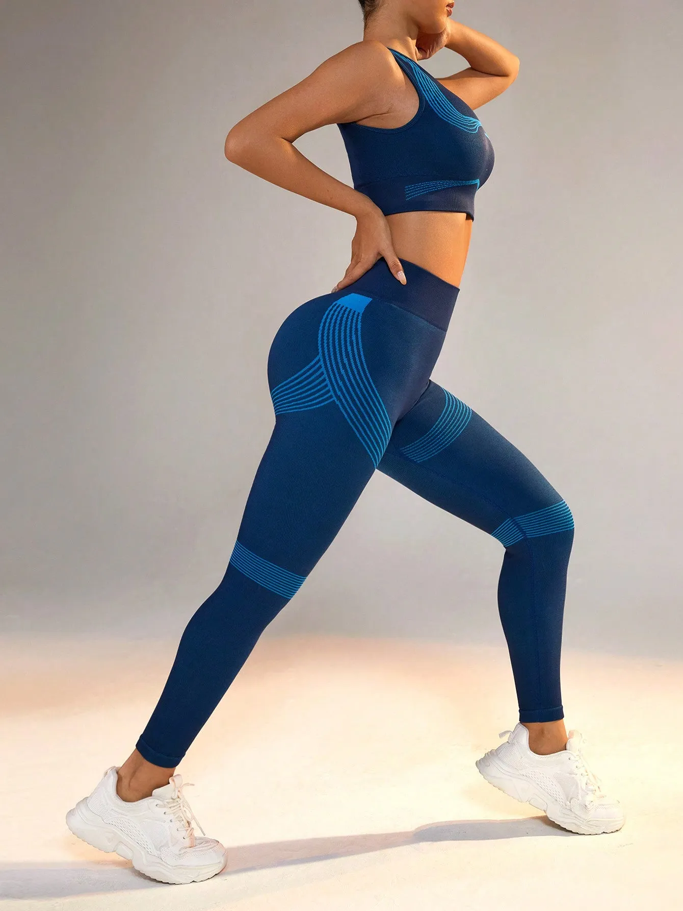 Color Block Breathable Vest And Leggings Active Set SS24