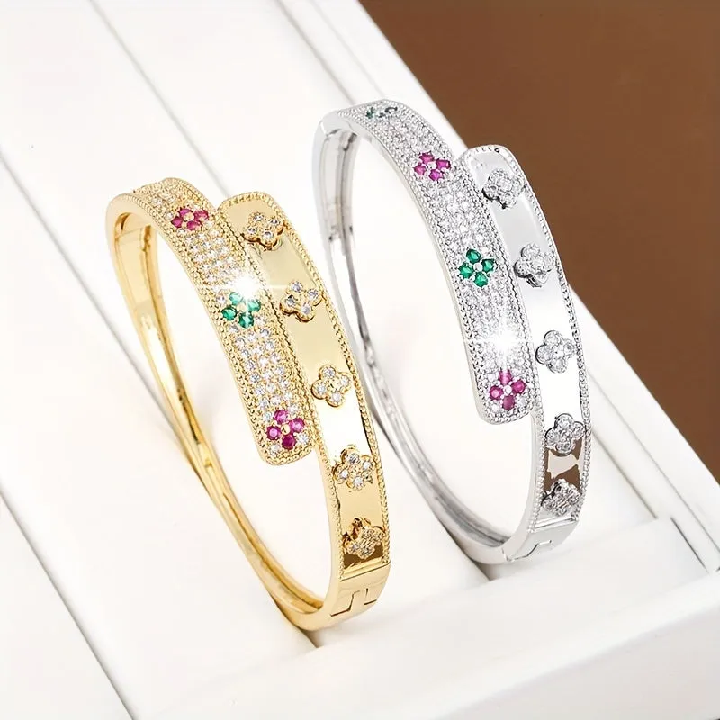 Colorful Four-leaf Clover Flower Cuff