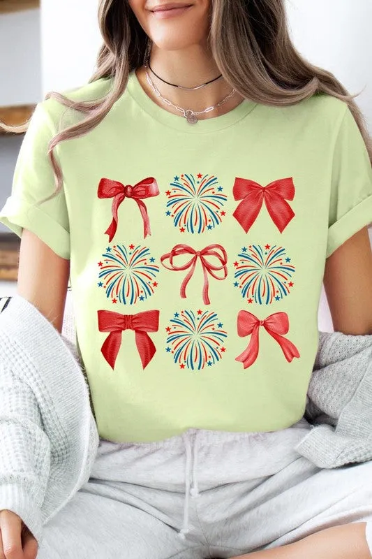 Coquette Fireworks and Bows Graphic T Shirts