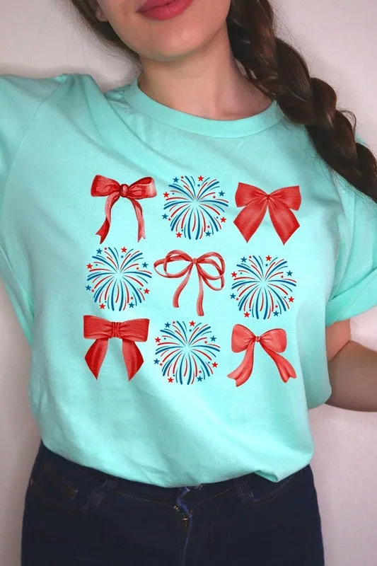 Coquette Fireworks and Bows Graphic T Shirts