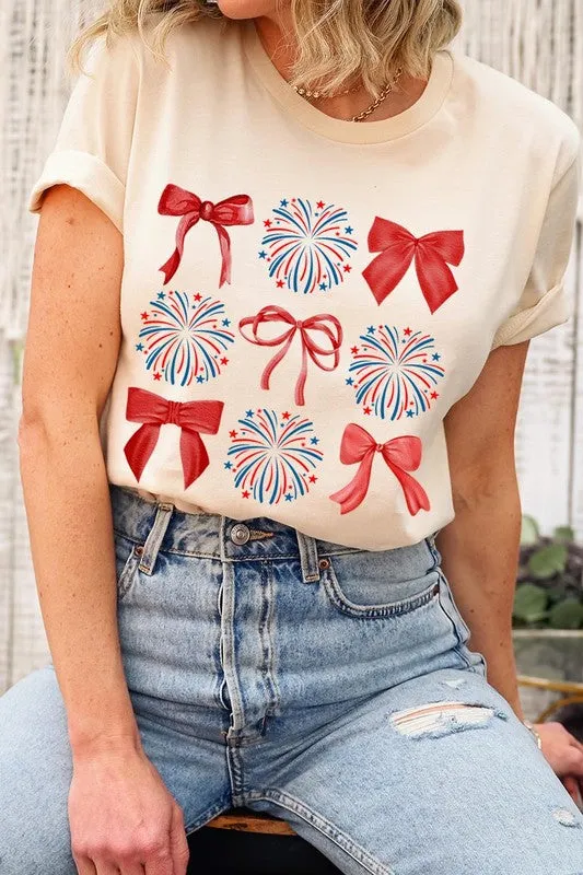 Coquette Fireworks and Bows Graphic T Shirts