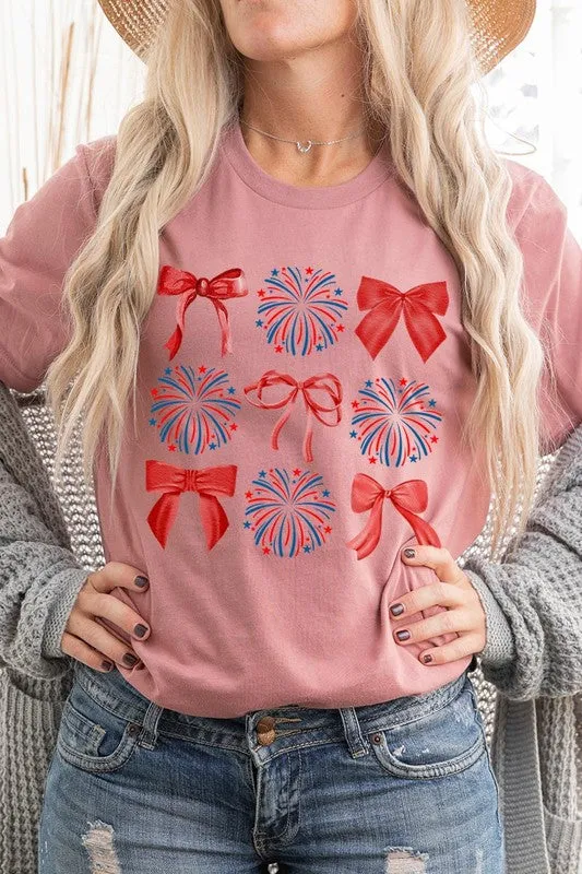 Coquette Fireworks and Bows Graphic T Shirts