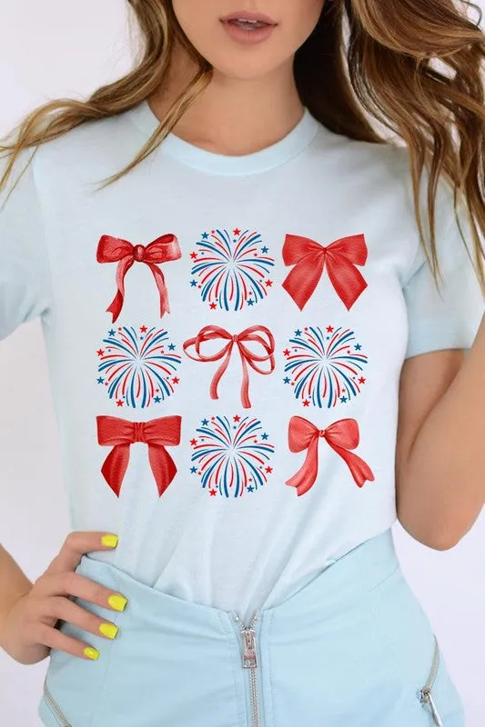 Coquette Fireworks and Bows Graphic T Shirts