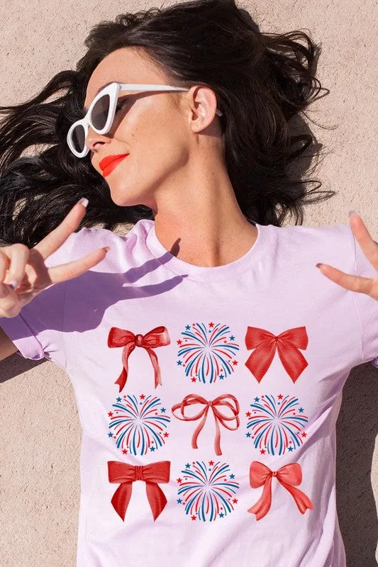 Coquette Fireworks and Bows Graphic T Shirts