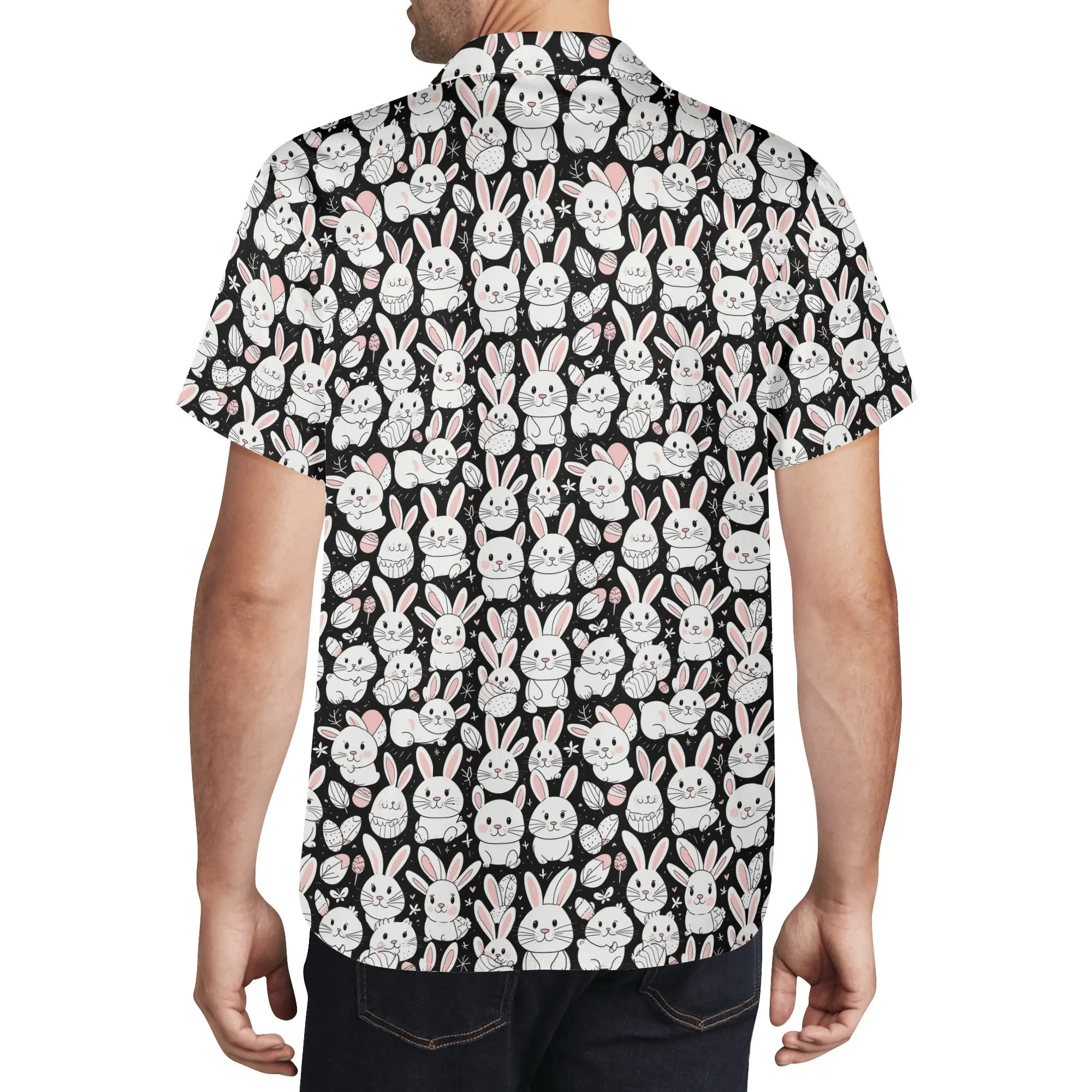 Cute Bunny Mens Casual Hawaiian Shirt