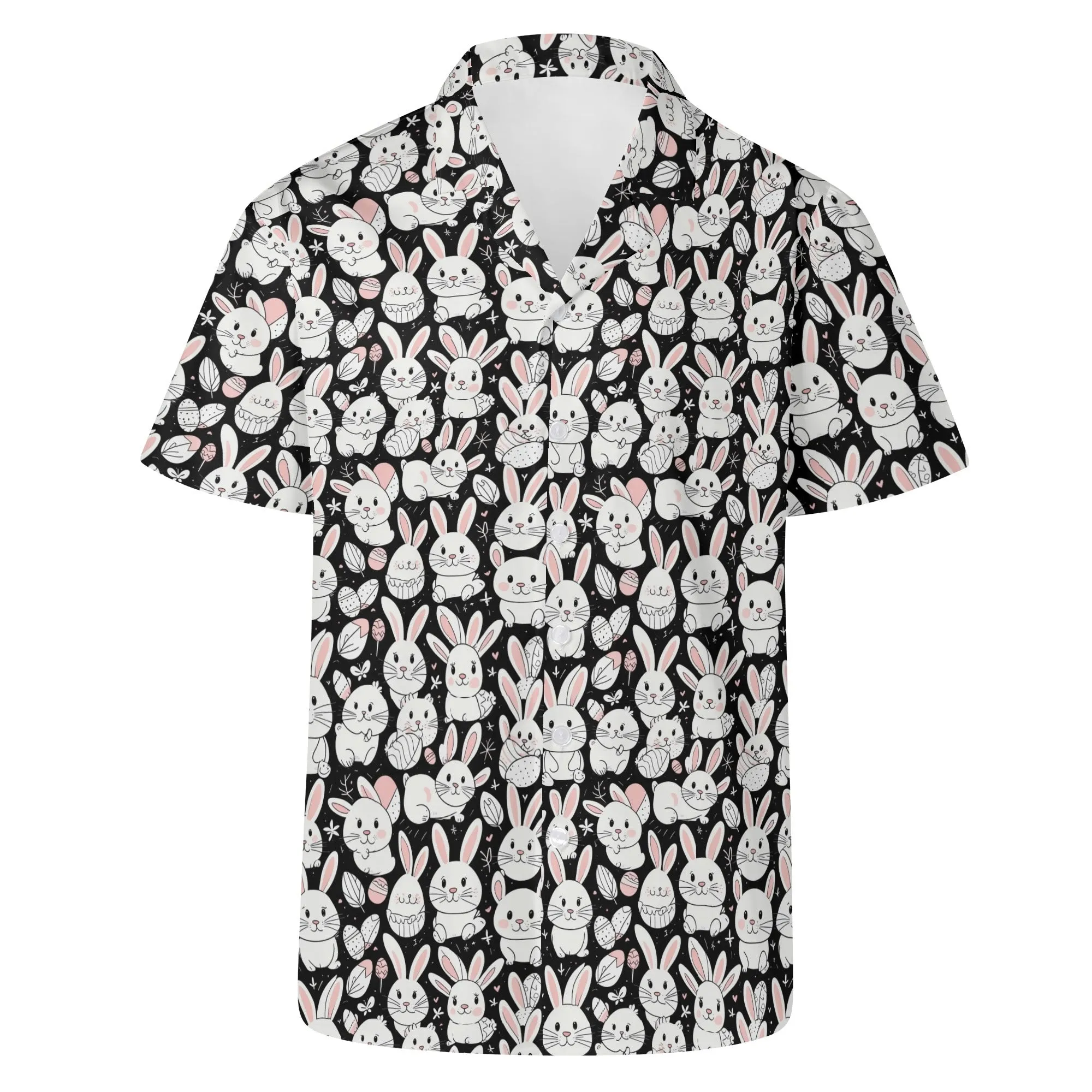 Cute Bunny Mens Casual Hawaiian Shirt