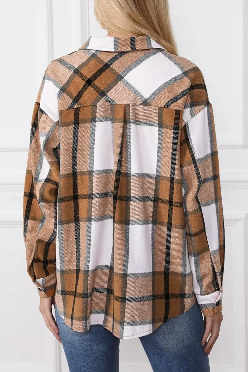 (DE Only) Zeagoo Women's Checked Shirt-Jacket