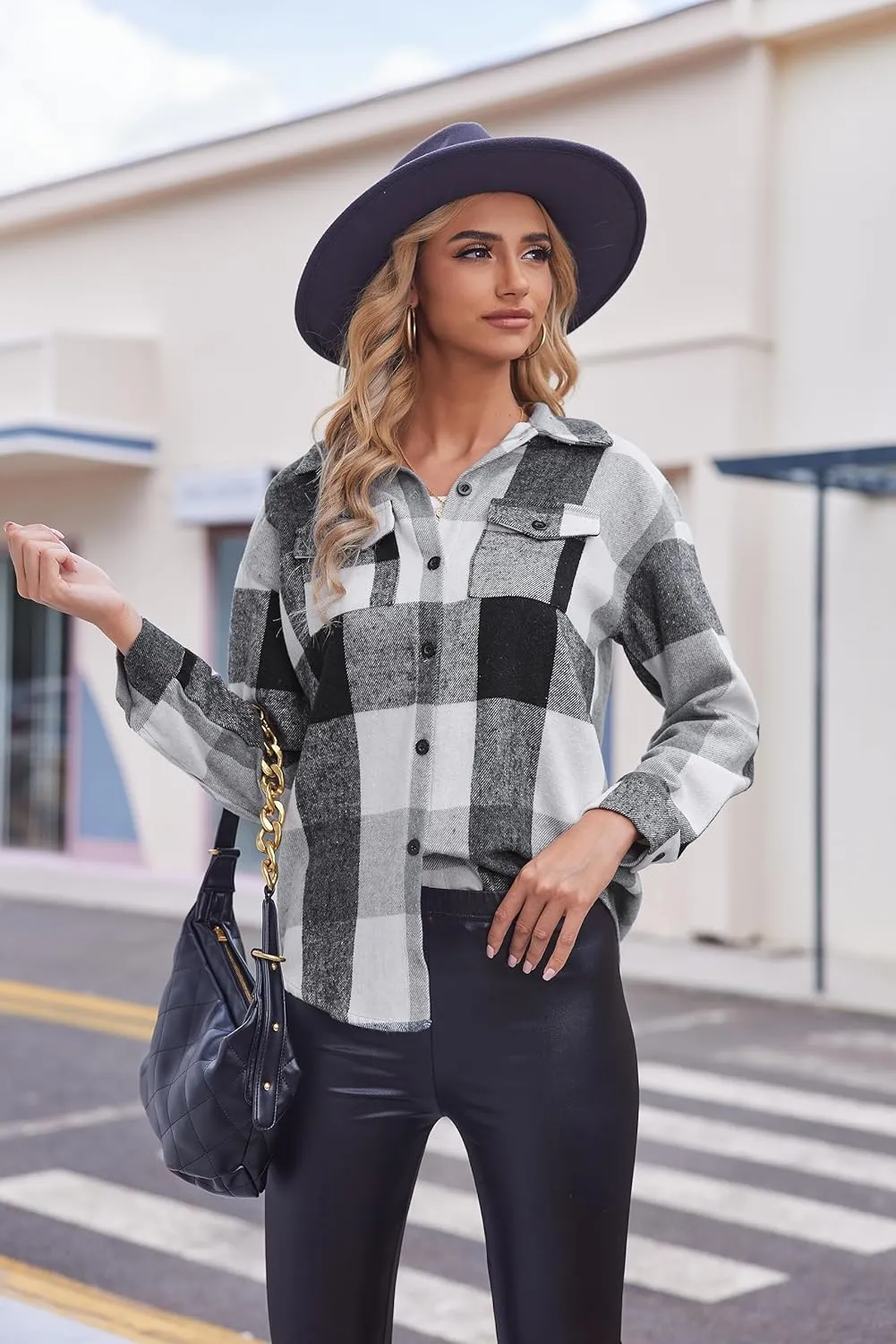 (DE Only) Zeagoo Women's Checked Shirt-Jacket