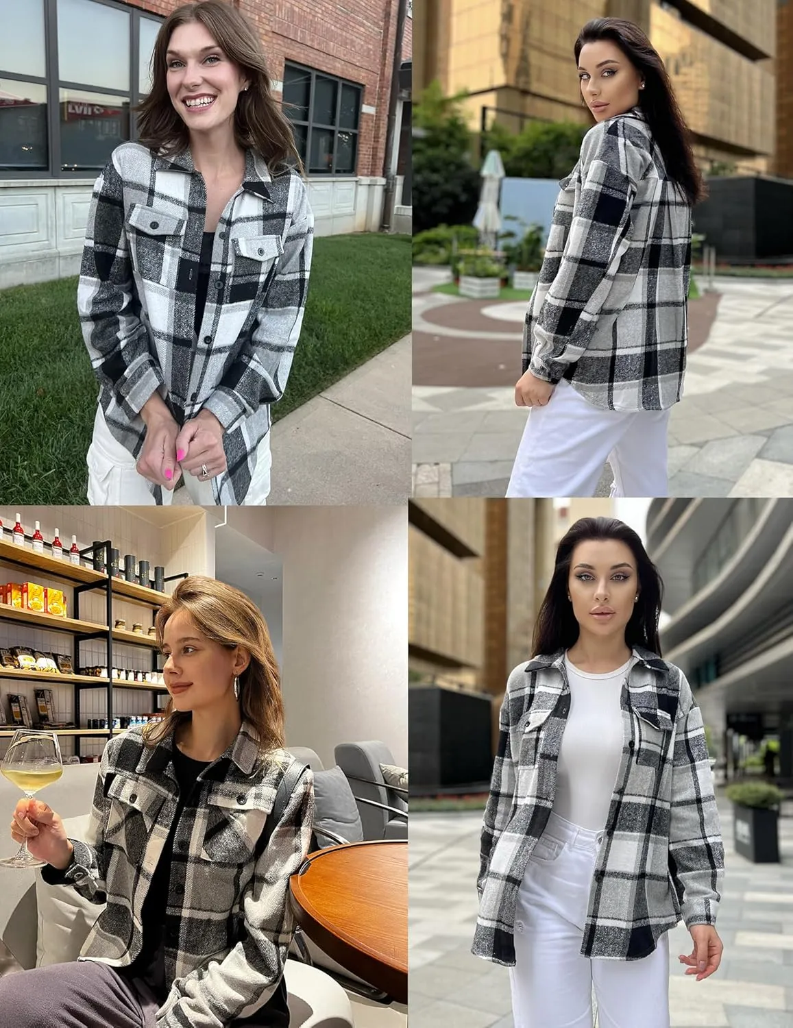 (DE Only) Zeagoo Women's Checked Shirt-Jacket