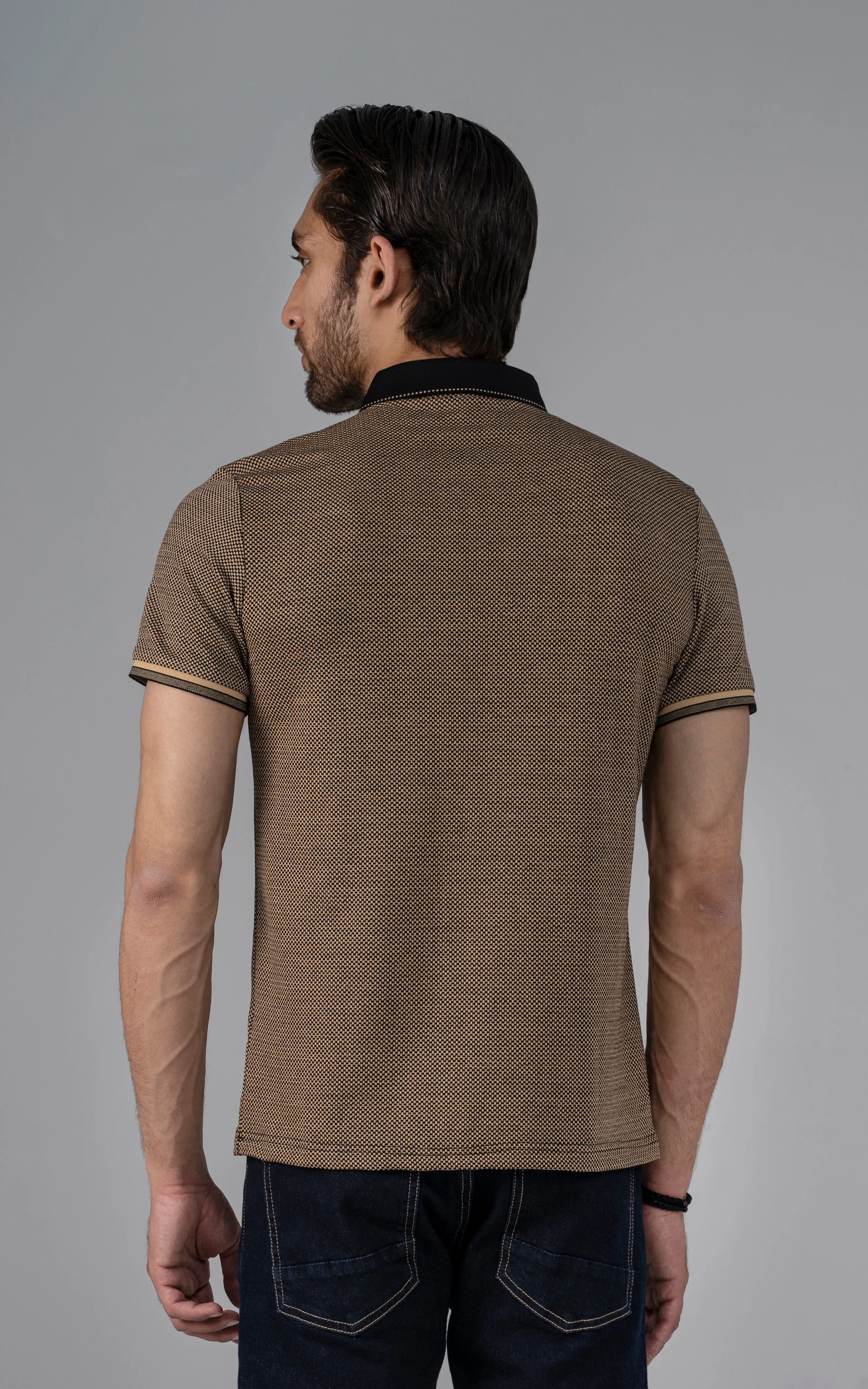 EXECUTIVE POLO KHAKI SELF TEXTURE