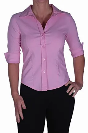 EyeCatch - Ladies Casual Office Work School Fitted Stretch Womens Blouse Top