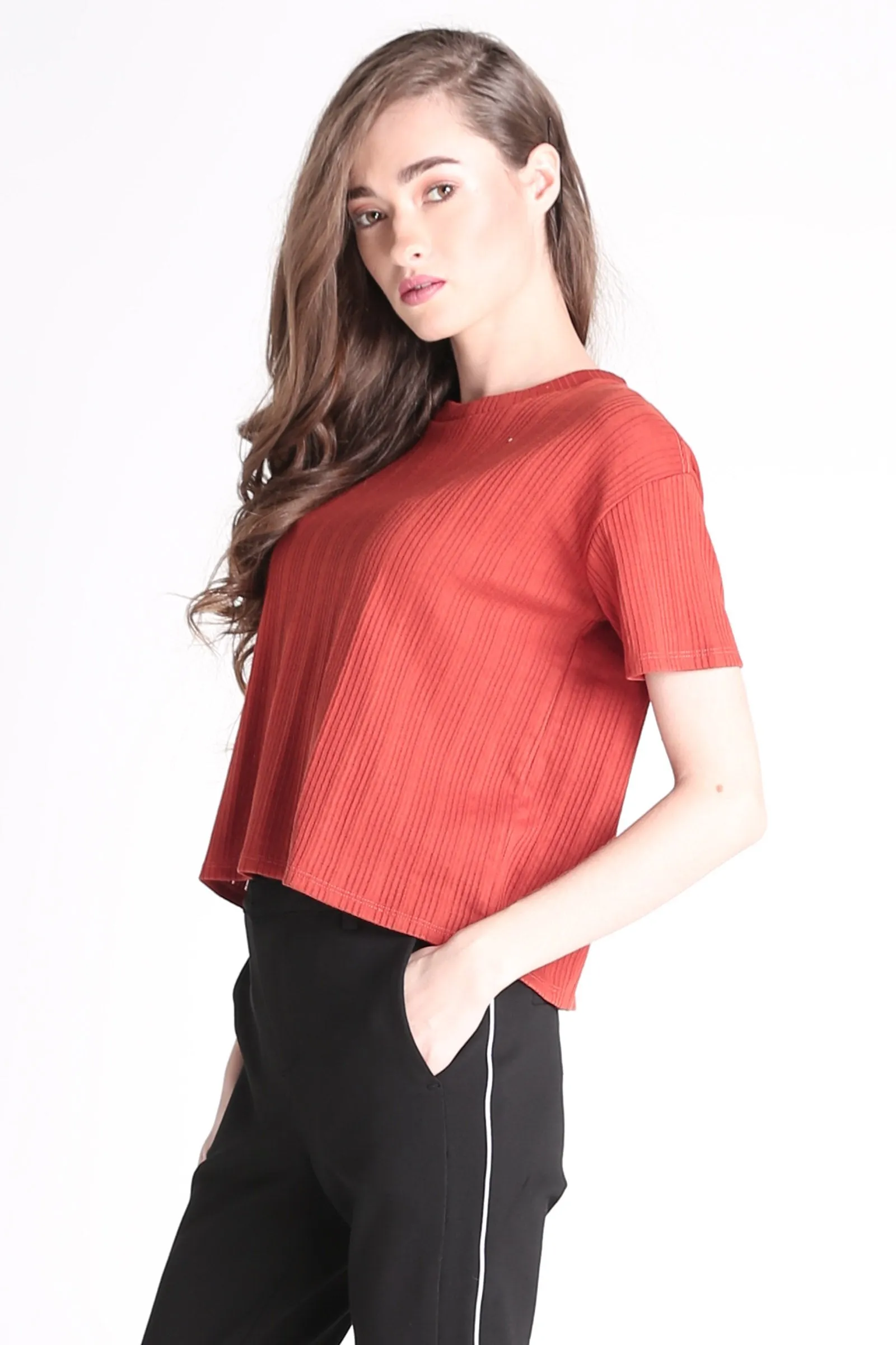 Eyelet Textured Boxy Tee