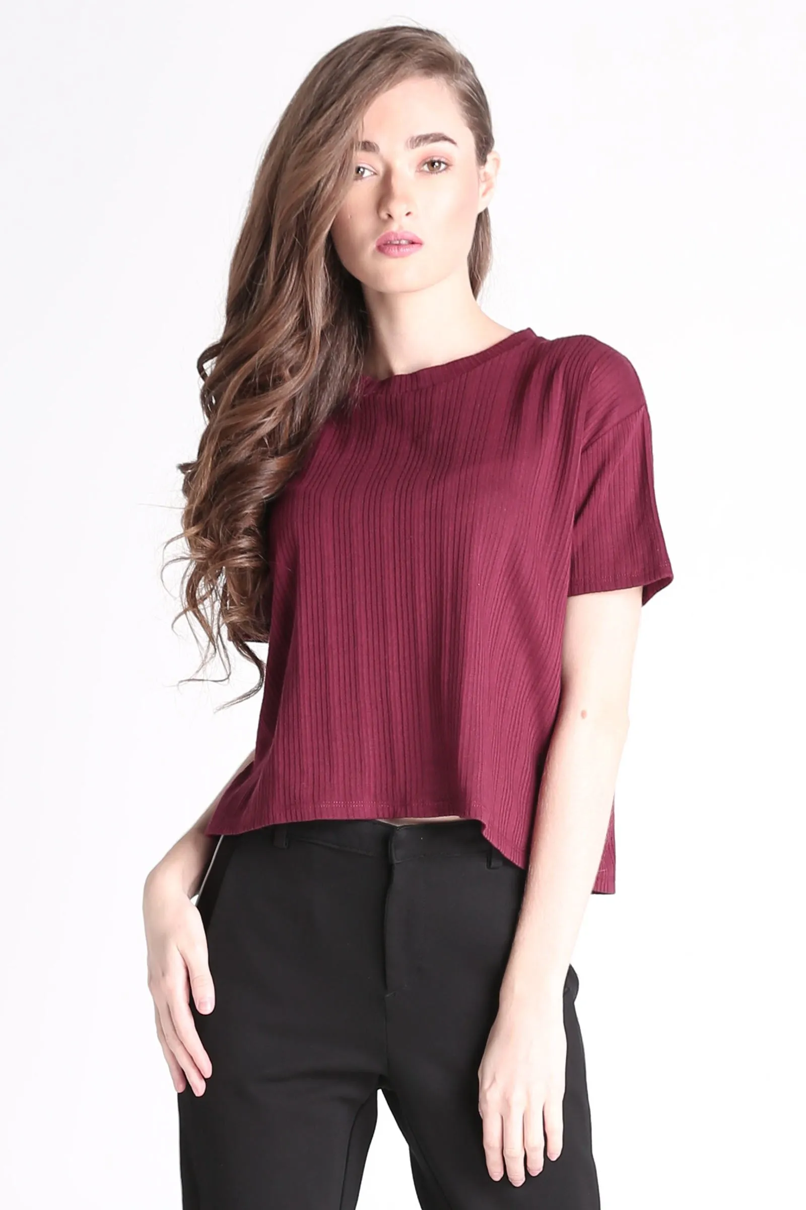 Eyelet Textured Boxy Tee