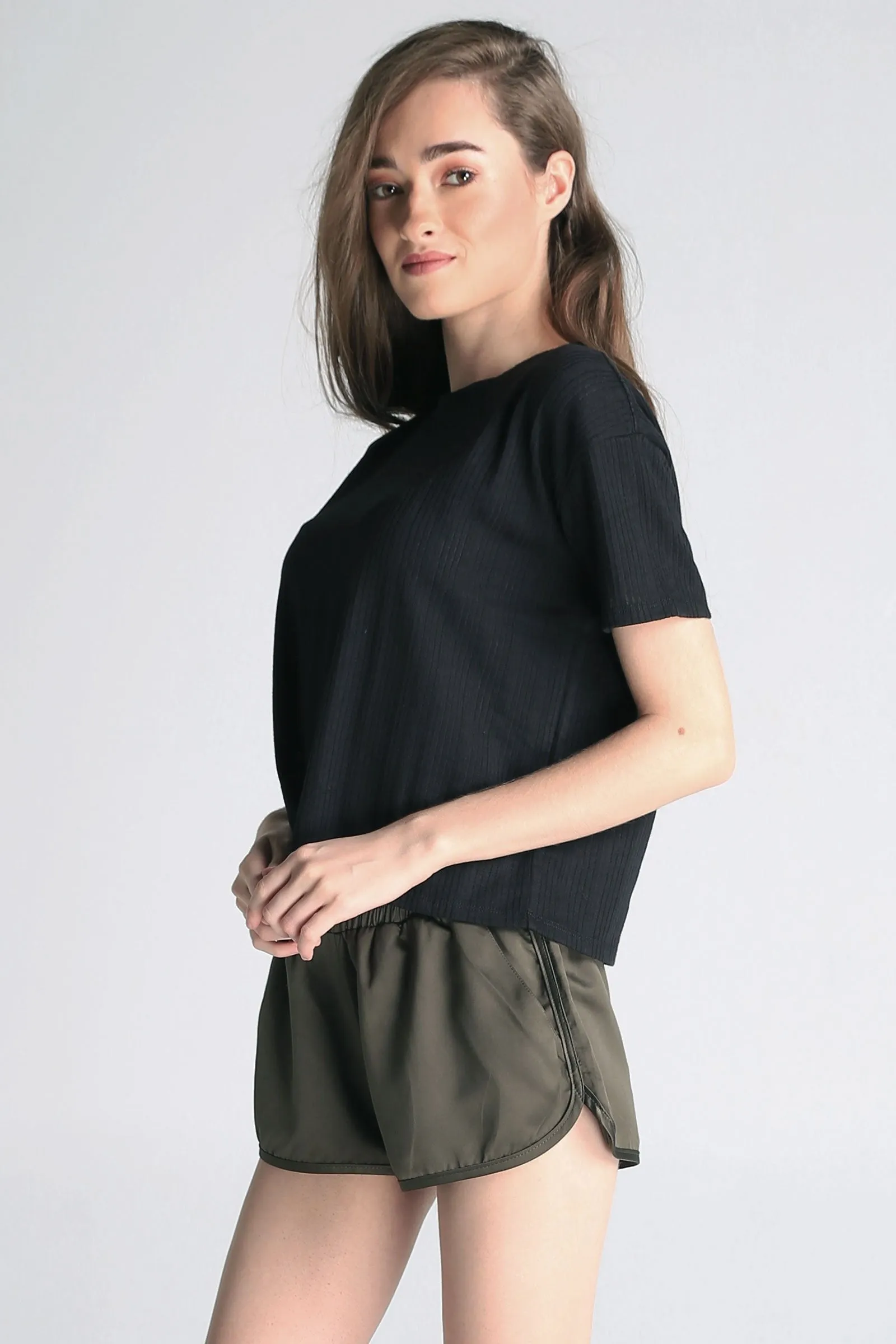 Eyelet Textured Boxy Tee