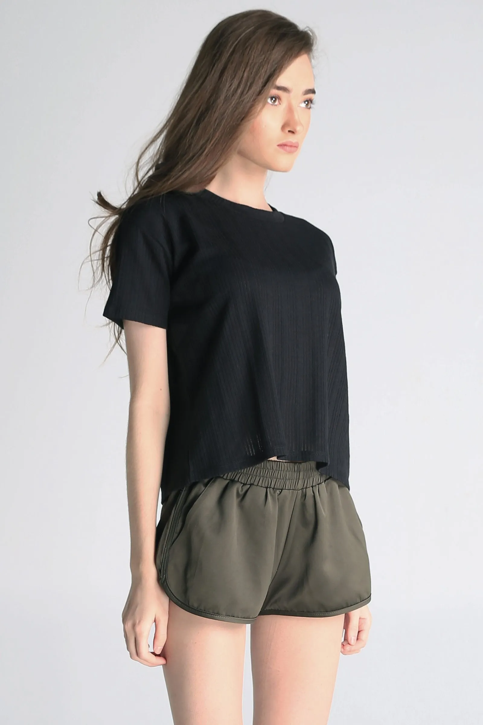 Eyelet Textured Boxy Tee