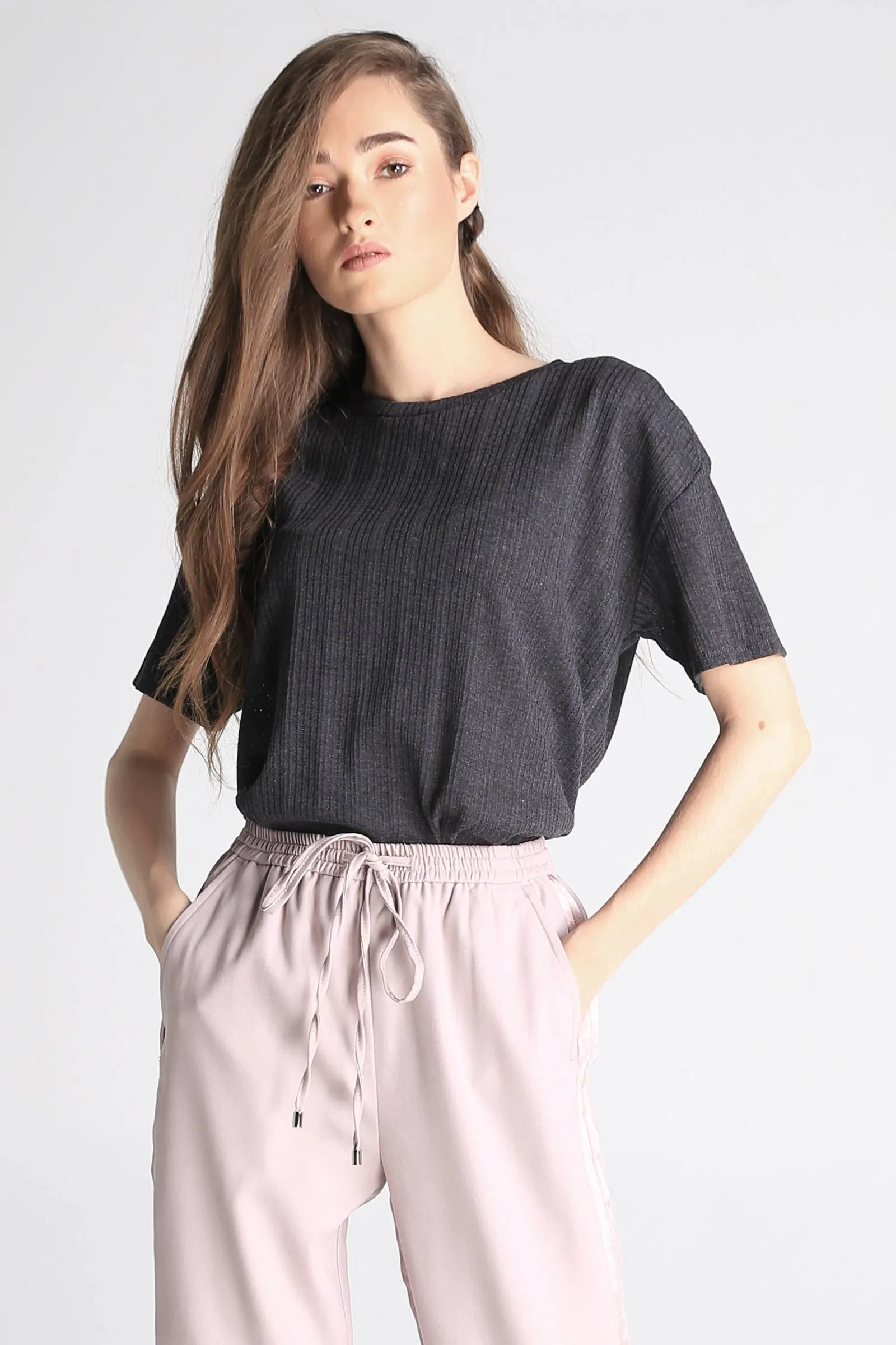 Eyelet Textured Boxy Tee