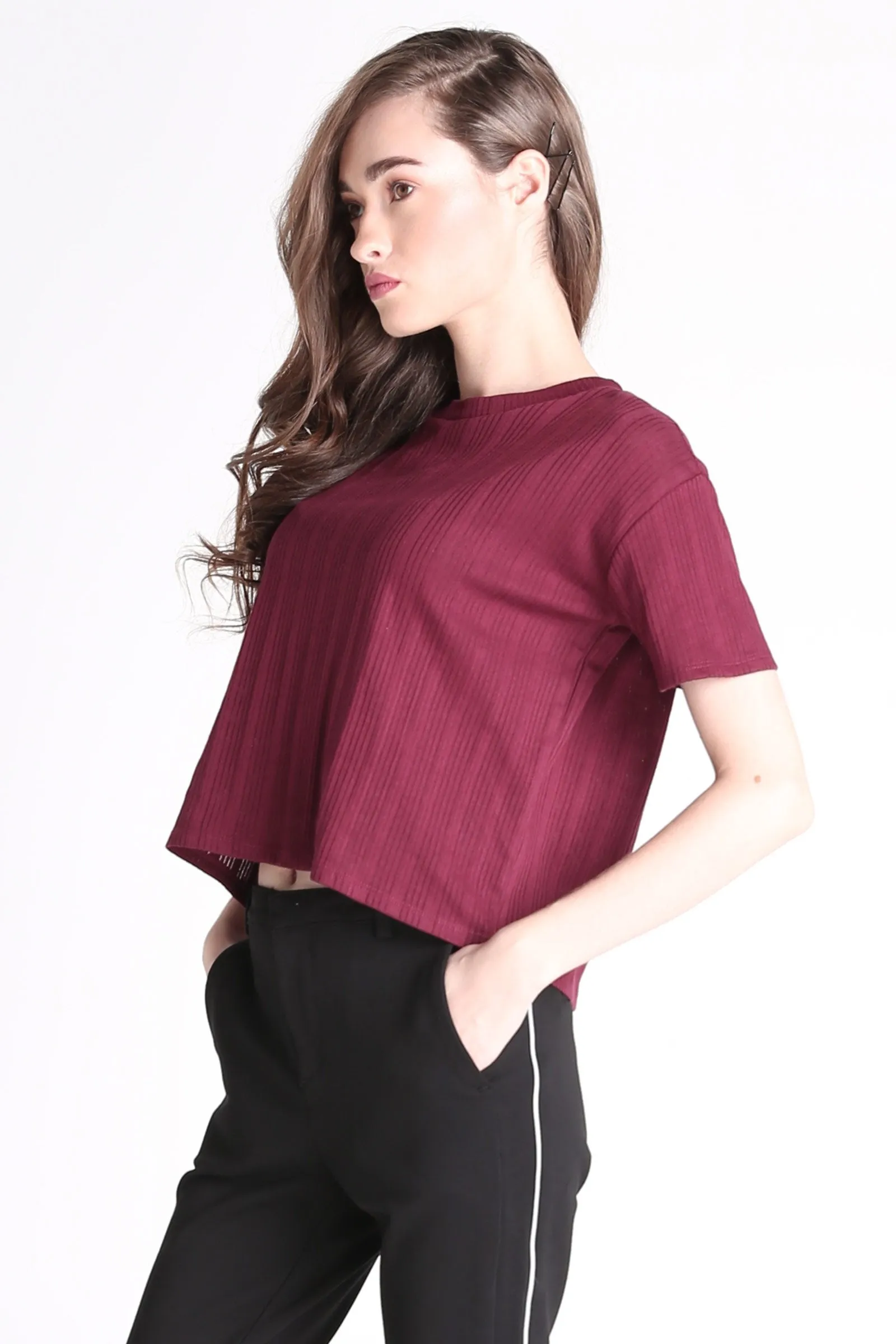 Eyelet Textured Boxy Tee