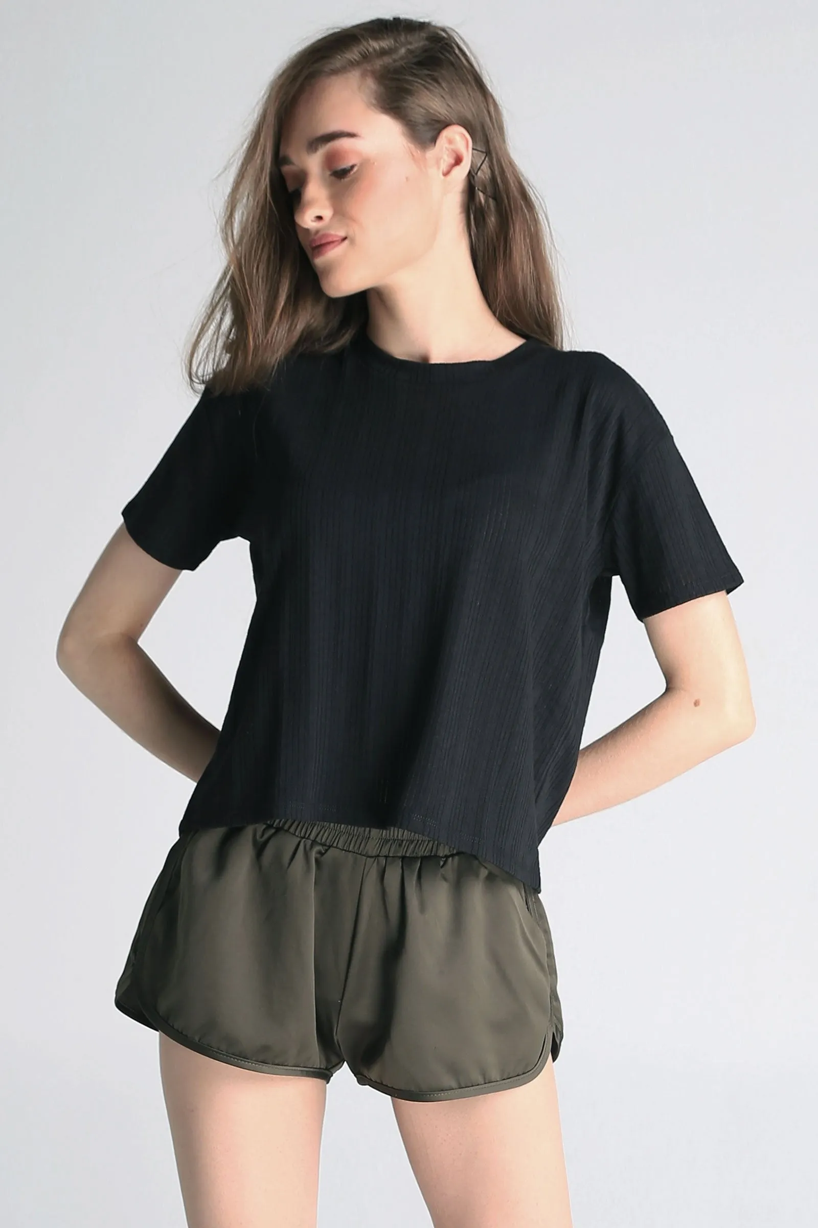 Eyelet Textured Boxy Tee