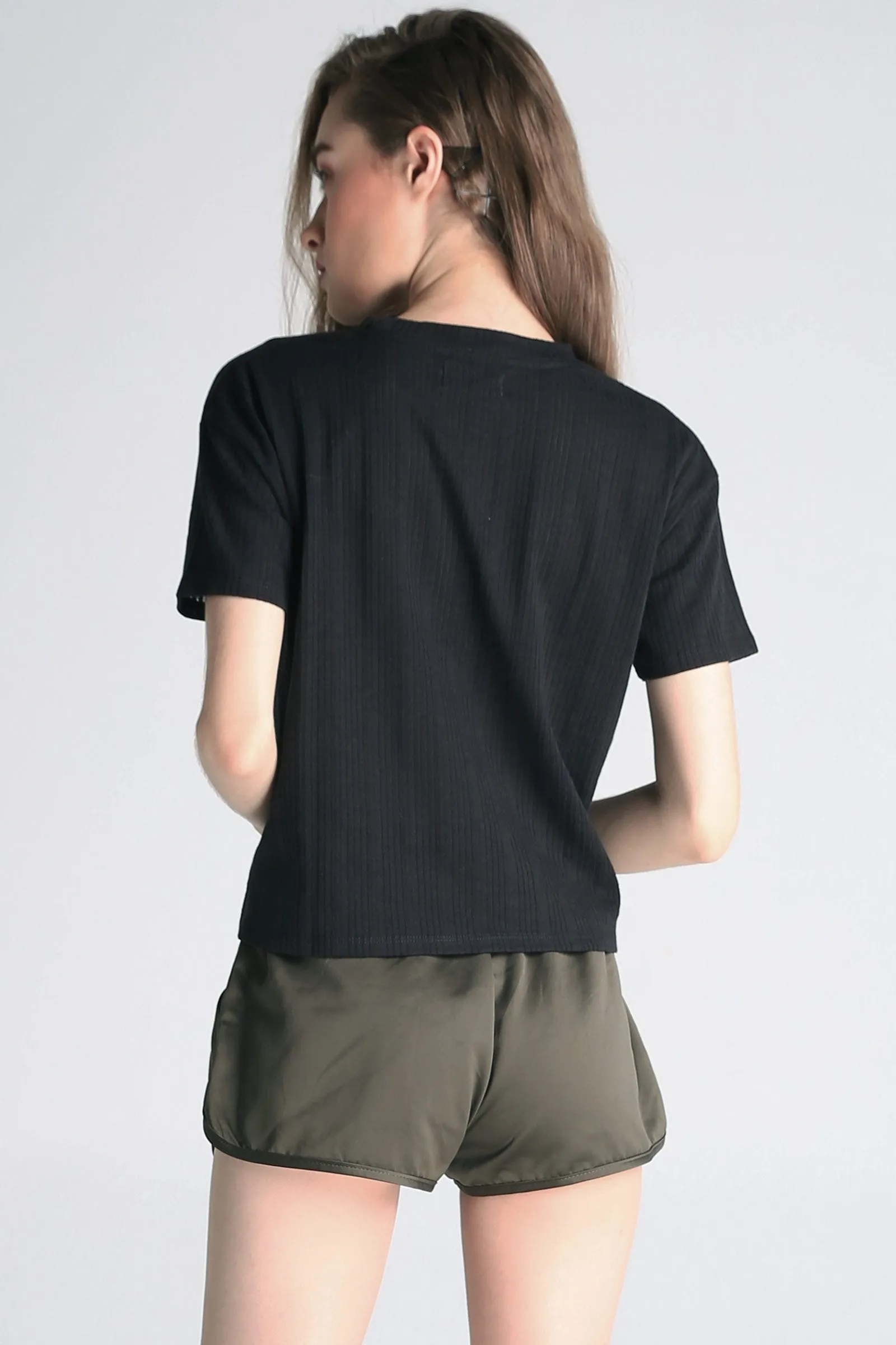 Eyelet Textured Boxy Tee