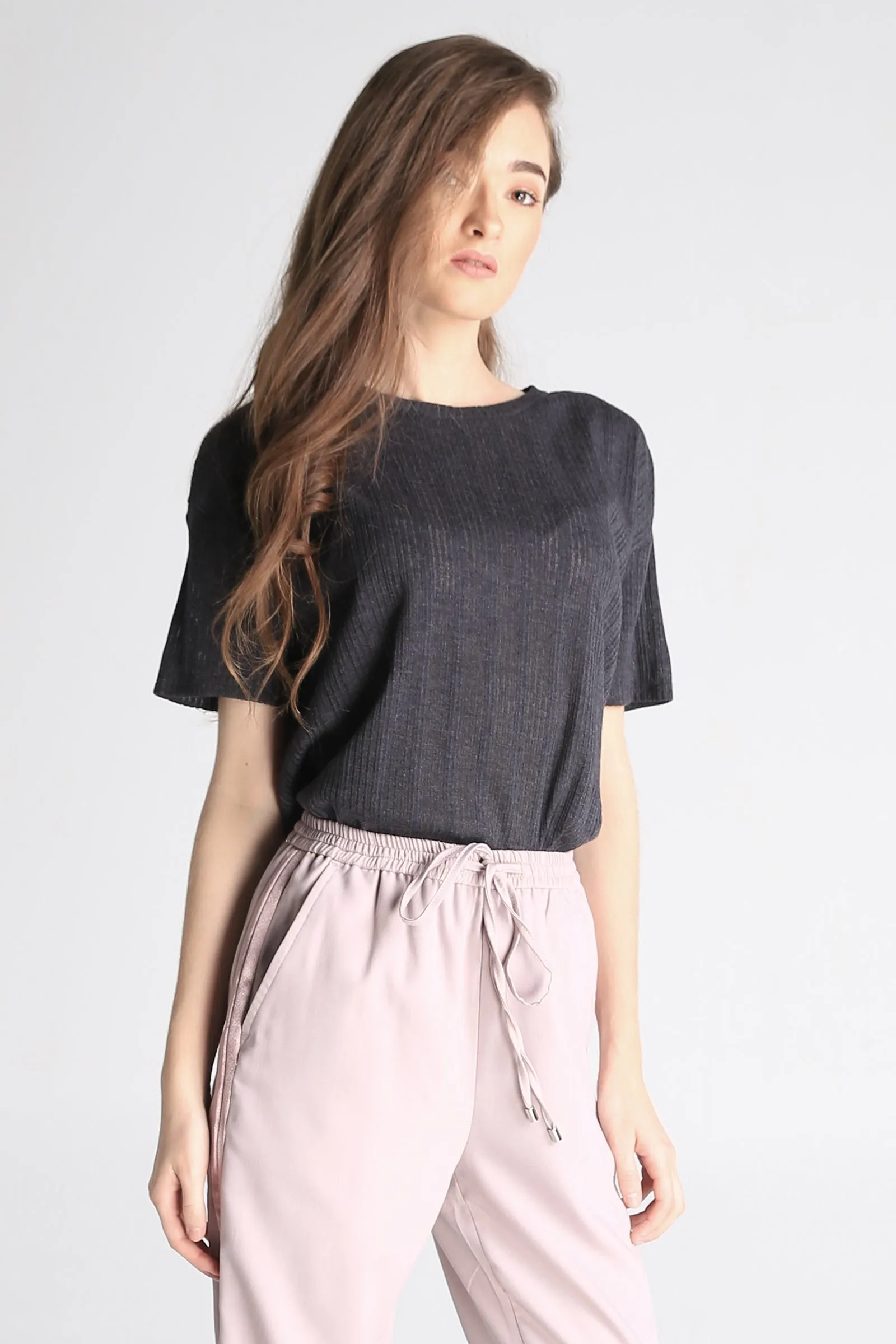 Eyelet Textured Boxy Tee