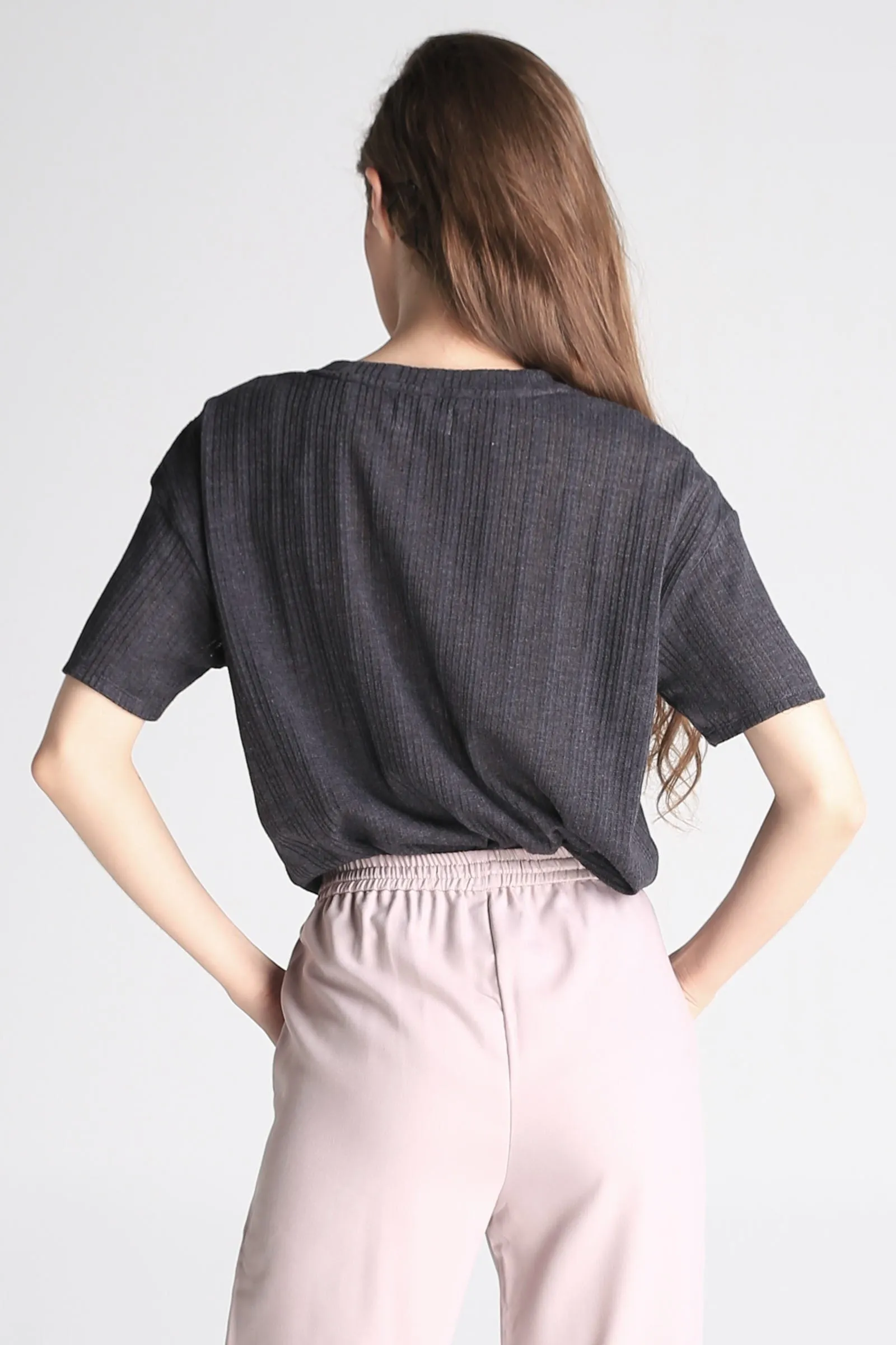 Eyelet Textured Boxy Tee