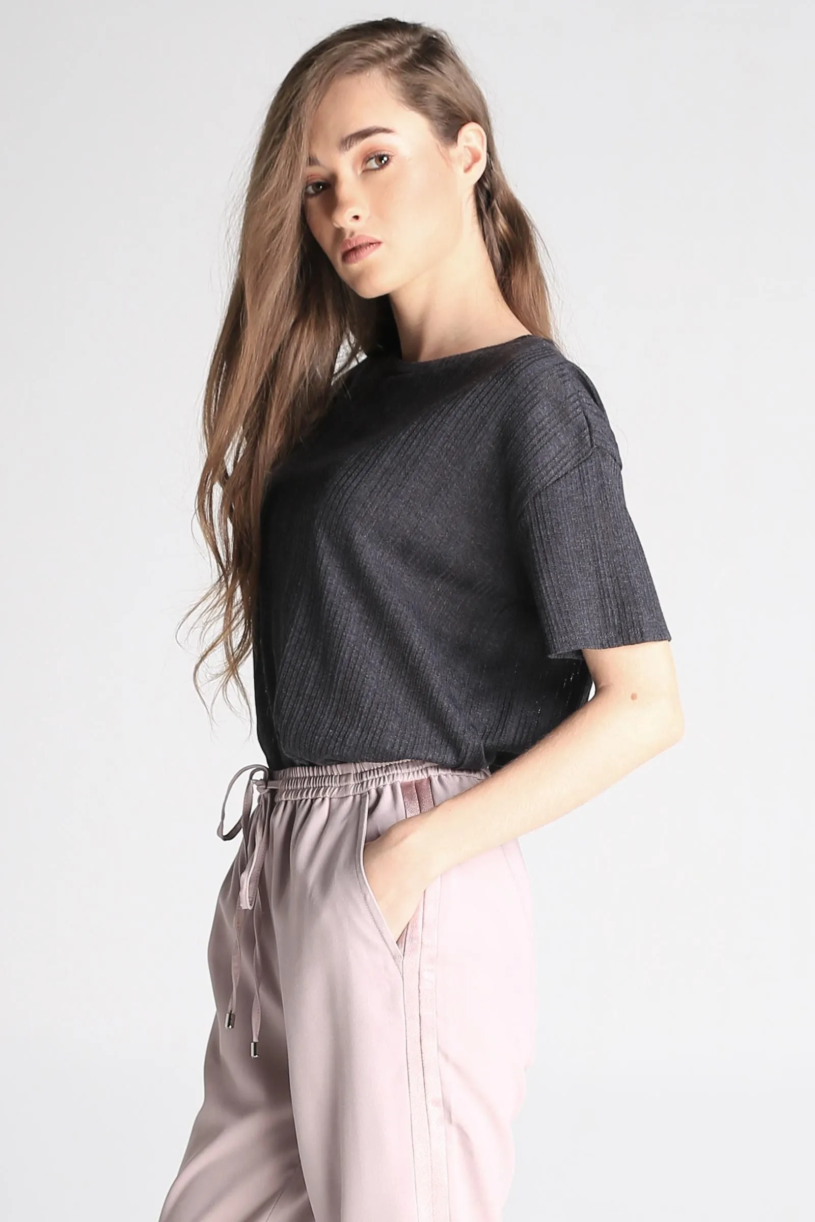 Eyelet Textured Boxy Tee