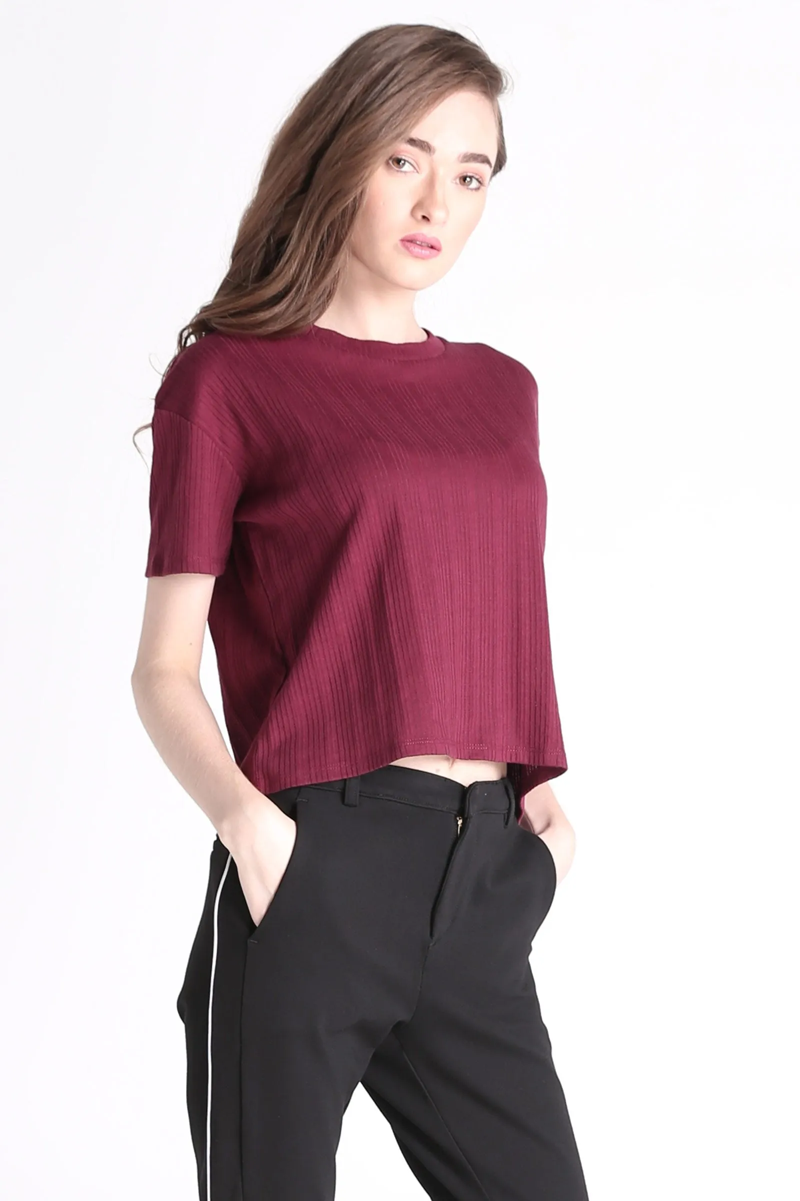 Eyelet Textured Boxy Tee