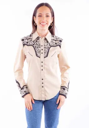 Fast Lane Embroidered Snap Front Blouse