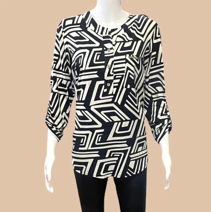 FM COLLECTION BLACK & WHITE MAZE TOP