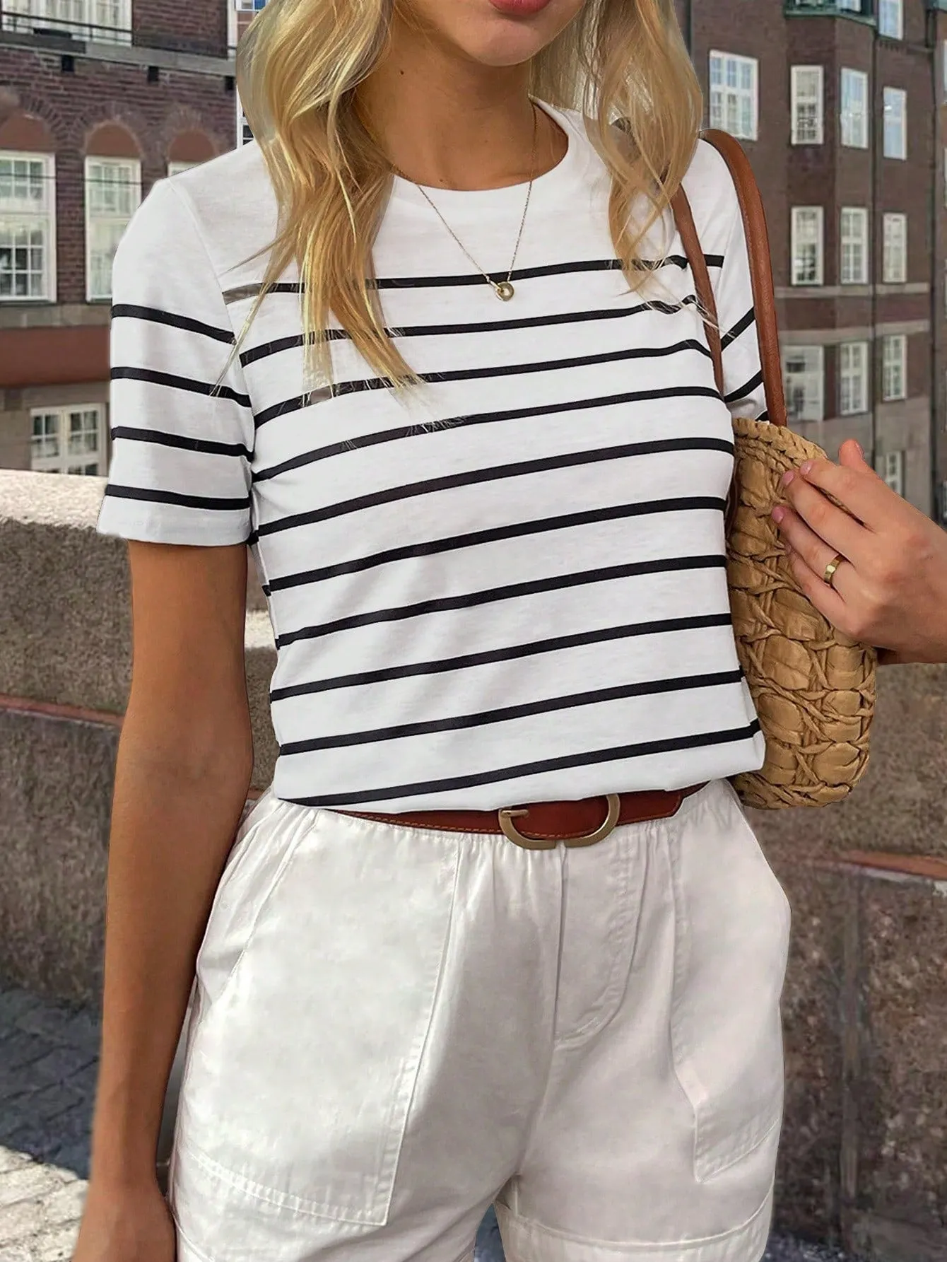 Frenchy Women Striped Casual Versatile T-Shirt