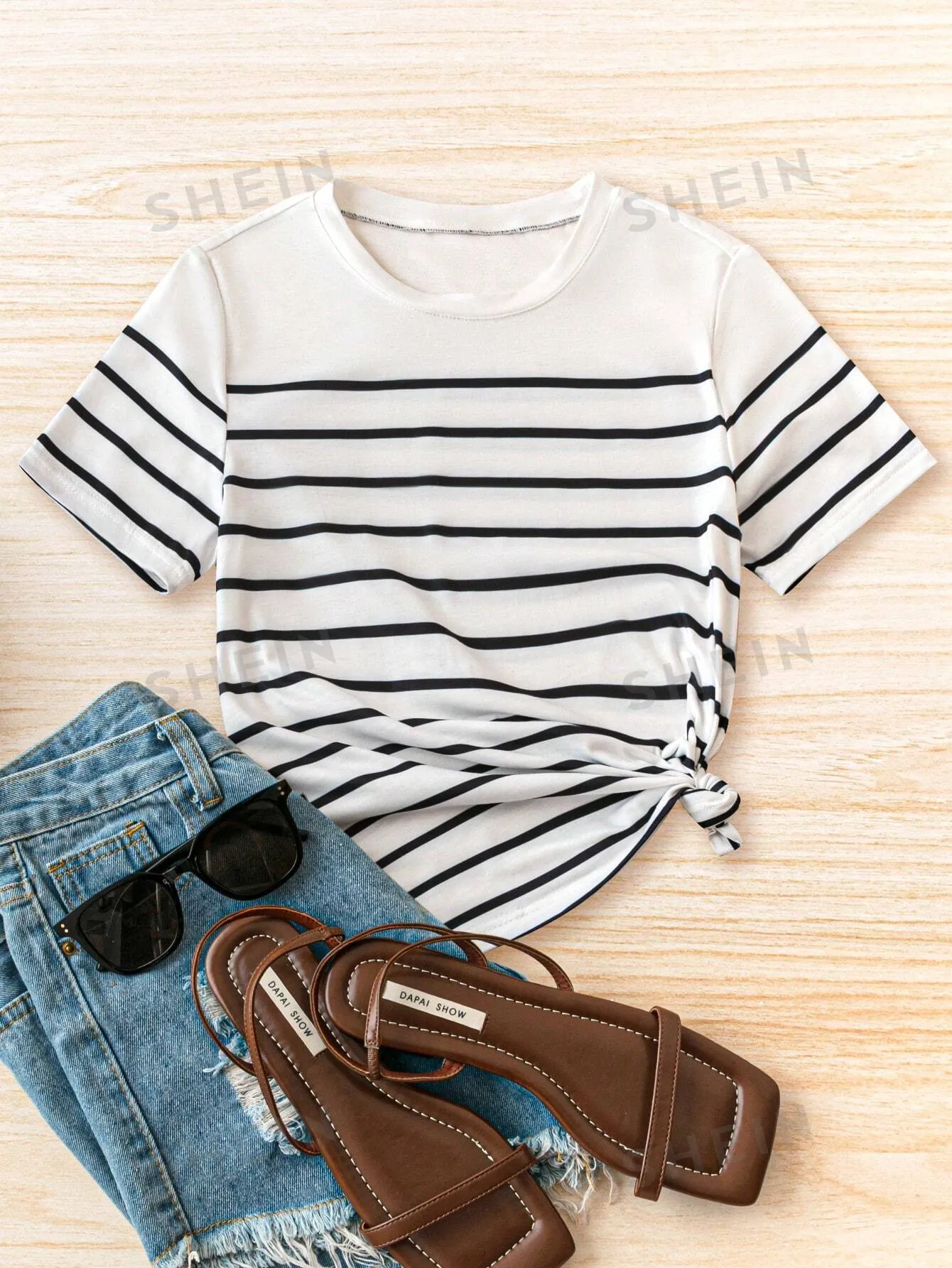 Frenchy Women Striped Casual Versatile T-Shirt