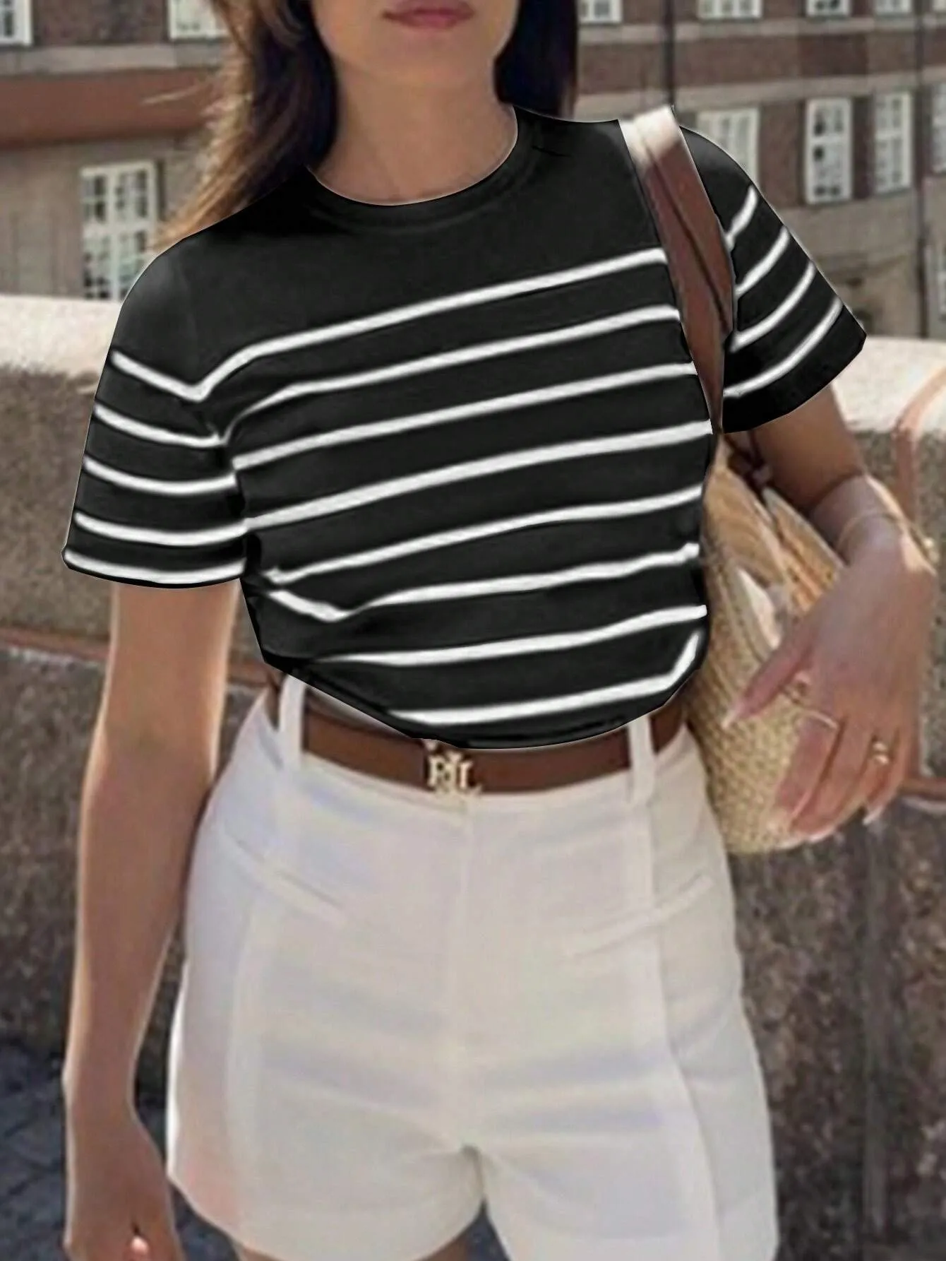 Frenchy Women Striped Casual Versatile T-Shirt